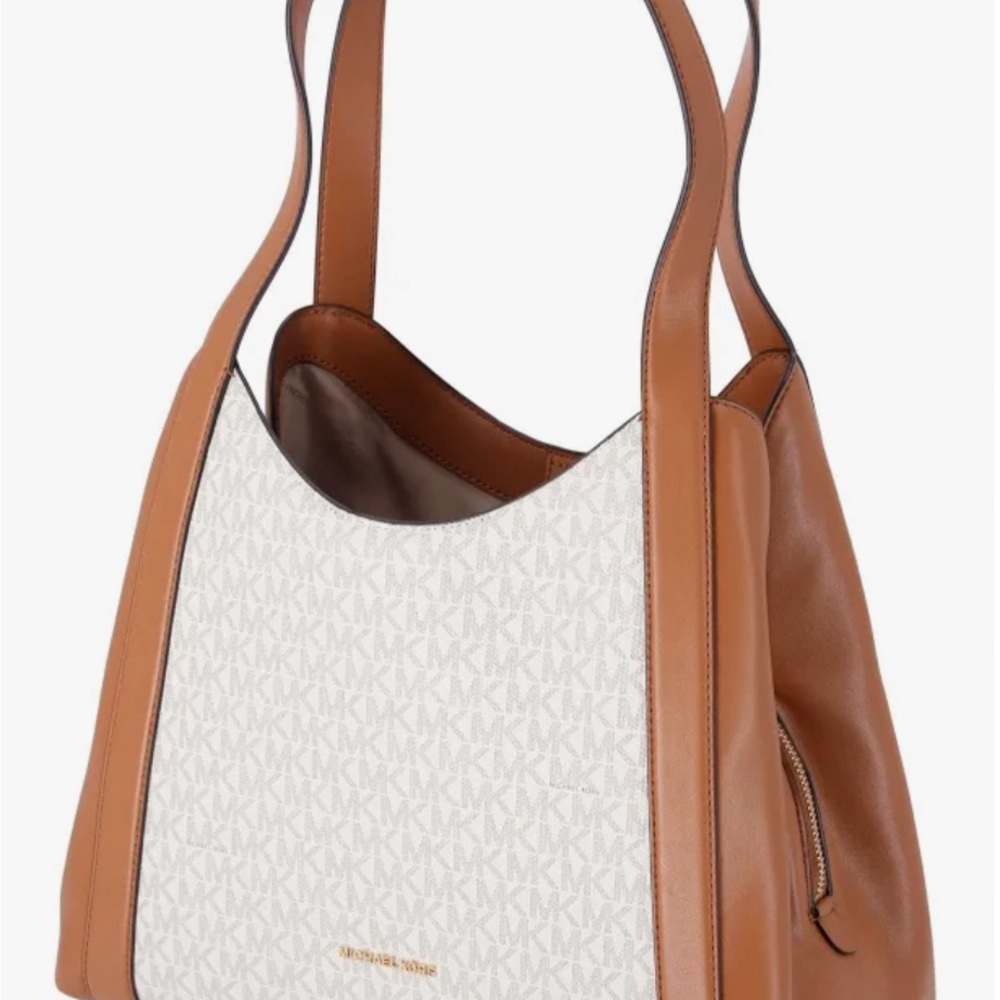 NWT Michael Kors Rosemary shoulder tote vanilla/ acorn color. Can't find online